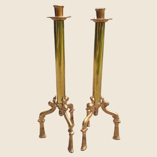 Antique brass floor candle - antique,